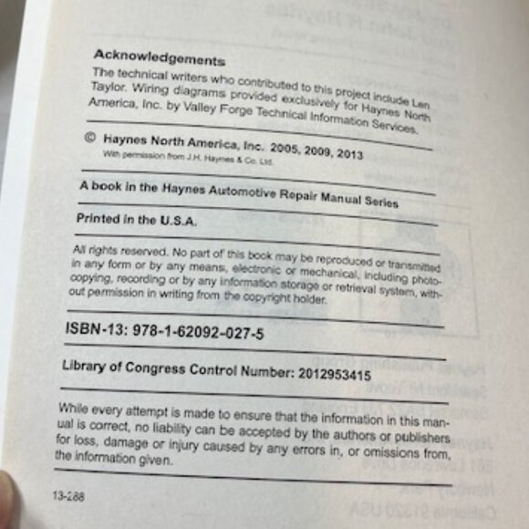 Toyota Camry Haynes Automotive Repair Manual : 2002 Thru 2006 - Picture 4 of 7